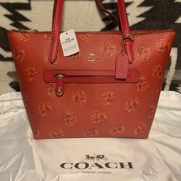 β¨HPβ¨πCoach Floral Print Leather Taylor Tote - Picture 7 of 8